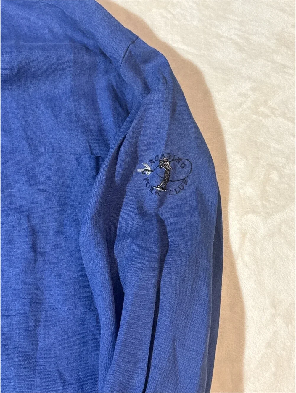 VTG Polo Golf Ralph Lauren Chambers LG Blue Shirt Linen Roaring Fork Club